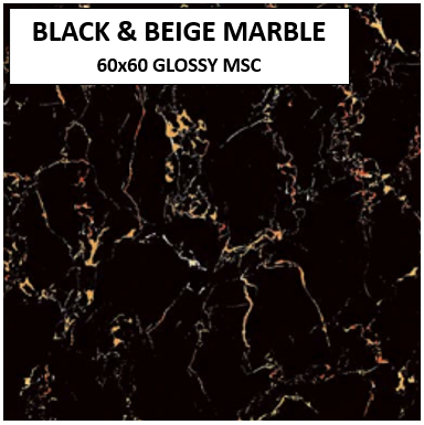 BLACK & BEIGE MARBLE 60x60 GLOSSY MSC