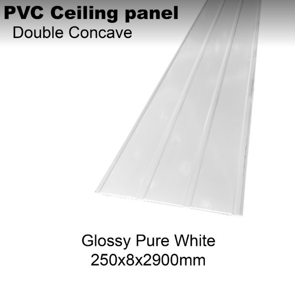 PVC CEILING DOUBLE CONCAVE GLOSSY PURE WHITE HS